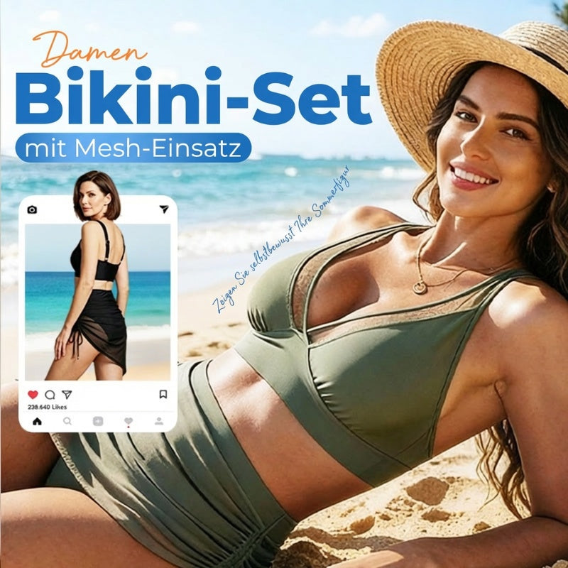 Bikini de Tiro Alto con Malla y Efecto Reductor