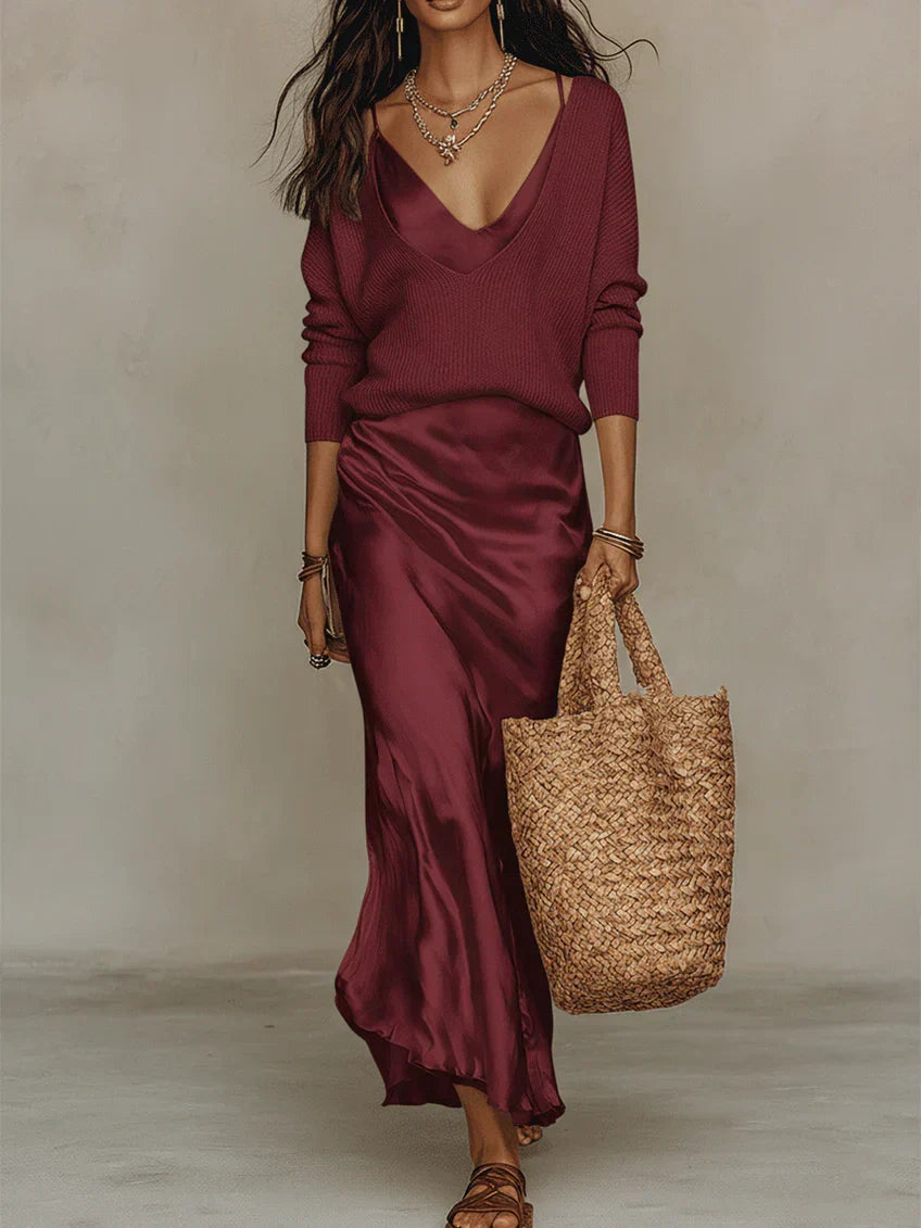 Anaïs – Elegante Vestido Midi de Satén