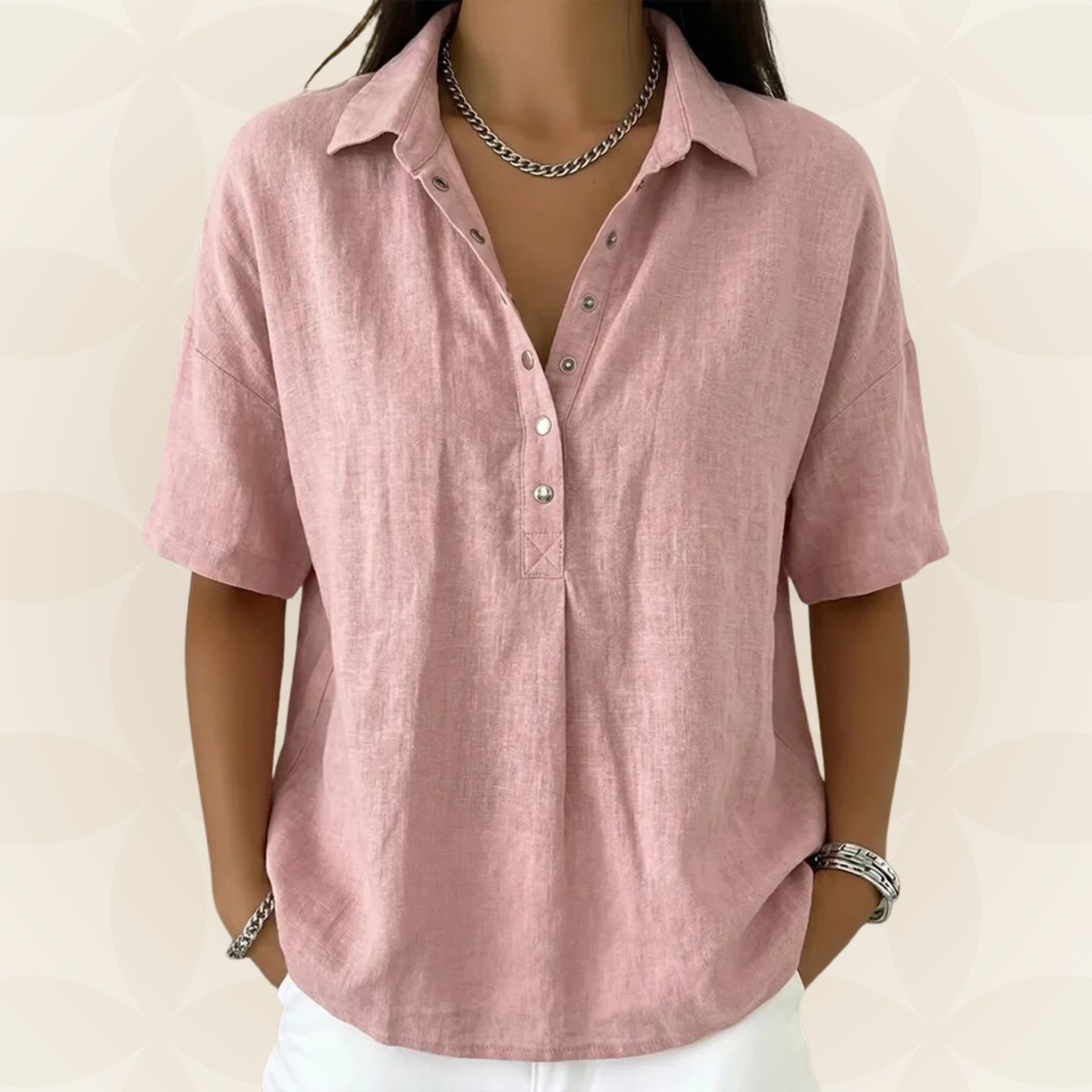 Sonja – Blusa con Cuello y Detalle de Botones