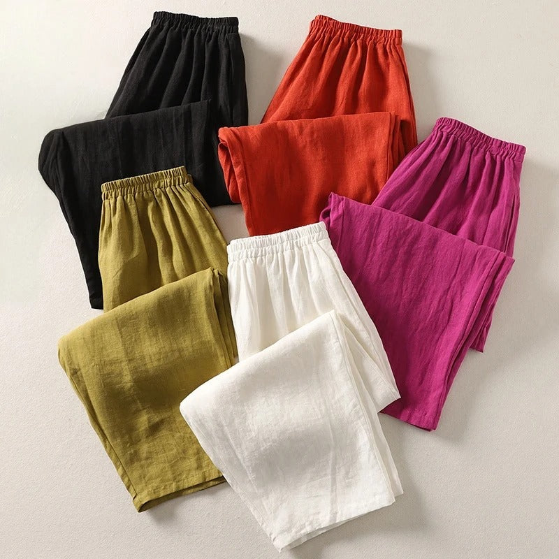 Amalia™ — Pantalón Fluido de Algodón y Lino