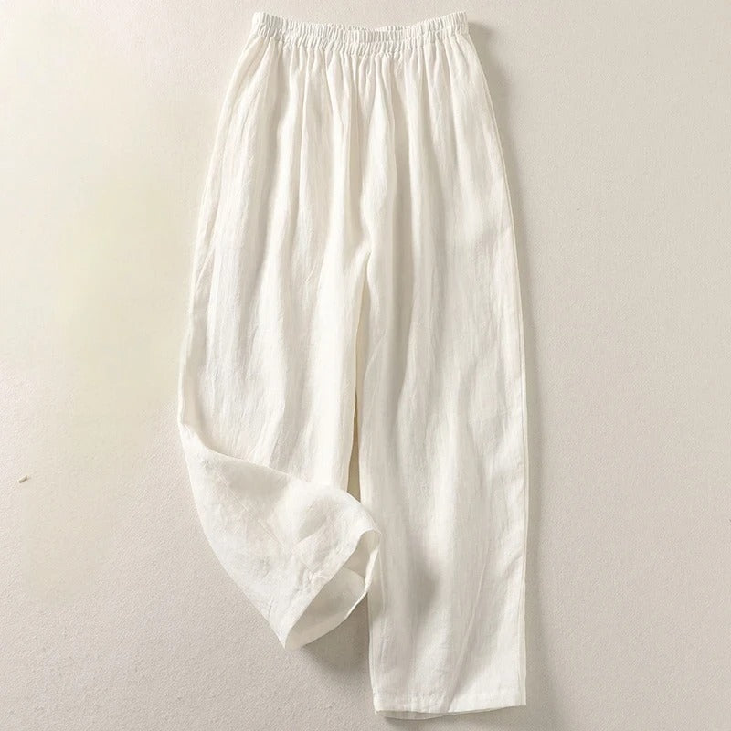 Amalia™ — Pantalón Fluido de Algodón y Lino