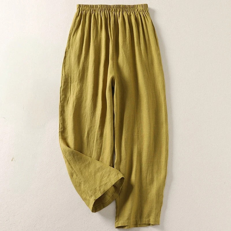 Amalia™ — Pantalón Fluido de Algodón y Lino