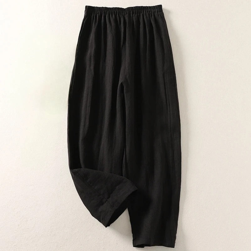 Amalia™ — Pantalón Fluido de Algodón y Lino