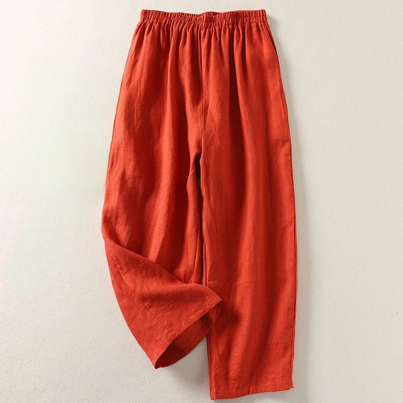 Amalia™ — Pantalón Fluido de Algodón y Lino