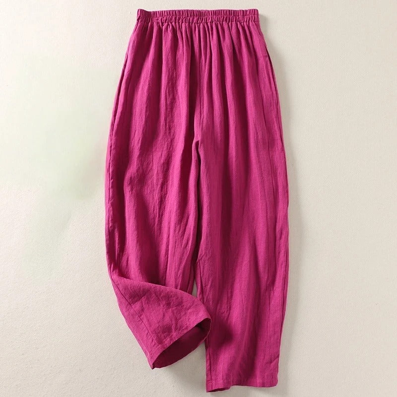 Amalia™ — Pantalón Fluido de Algodón y Lino