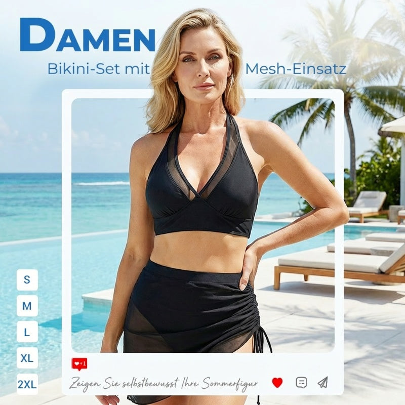 Bikini de Tiro Alto con Malla y Efecto Reductor