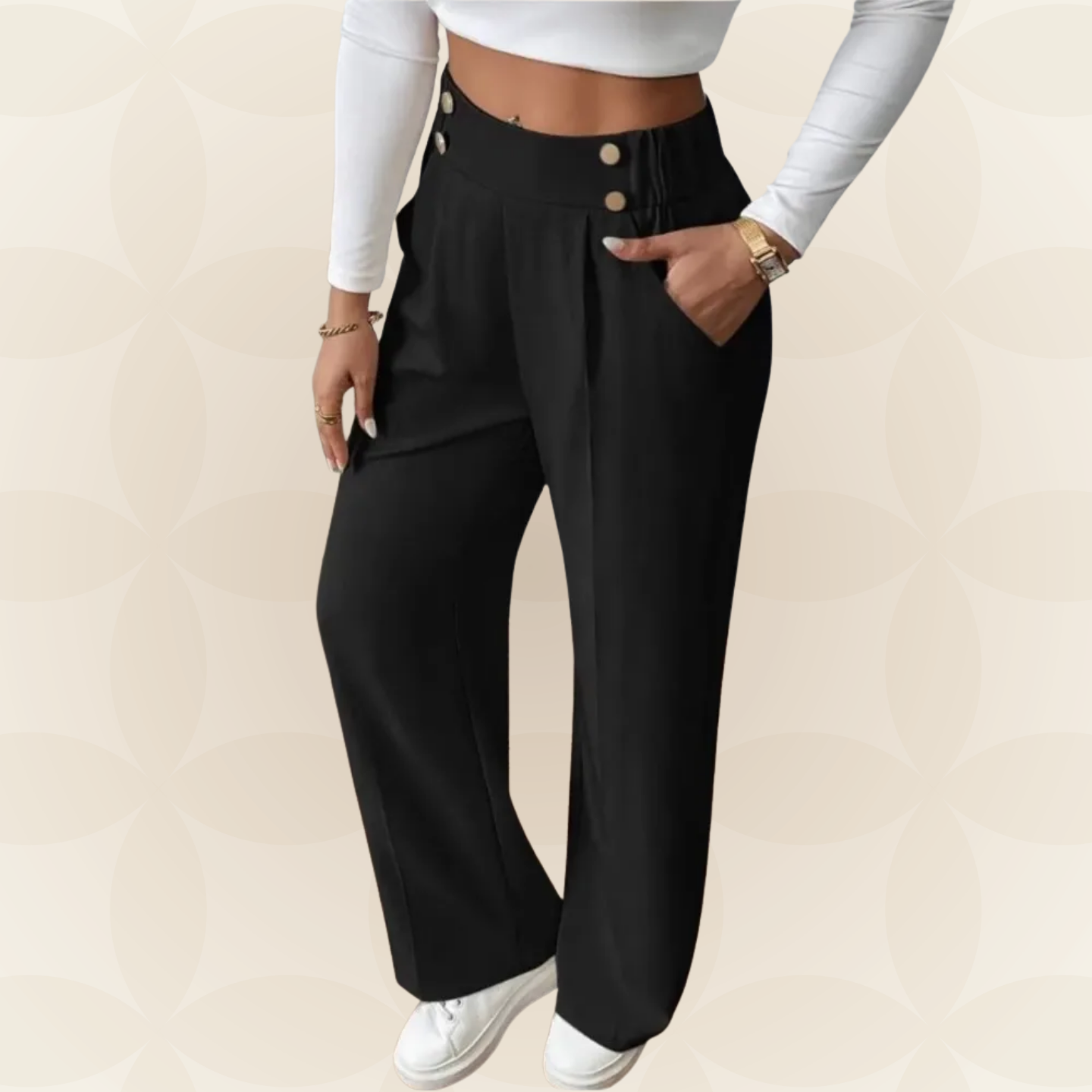Anita – Pantalón Casual Recto con Bonitos Detalles