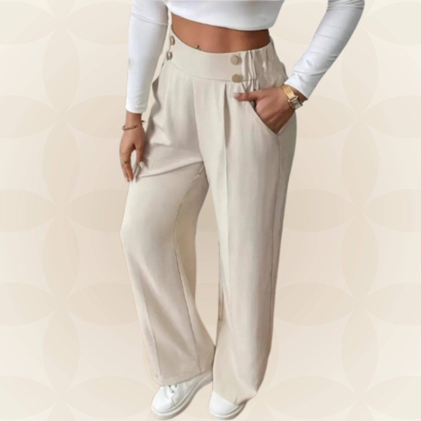 Anita – Pantalón Casual Recto con Bonitos Detalles