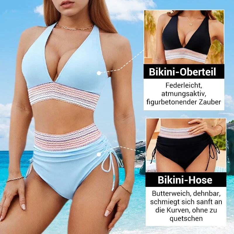 Bikinis de Tiro Alto con Control de Abdomen y Diseño Bicolor