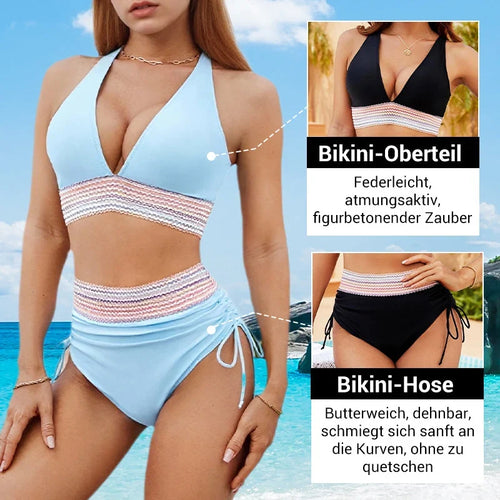 Bikinis de Tiro Alto con Control de Abdomen y Diseño Bicolor