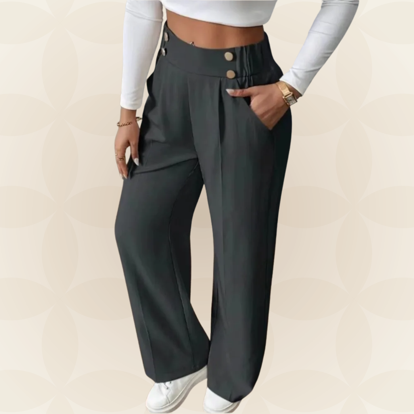 Anita – Pantalón Casual Recto con Bonitos Detalles