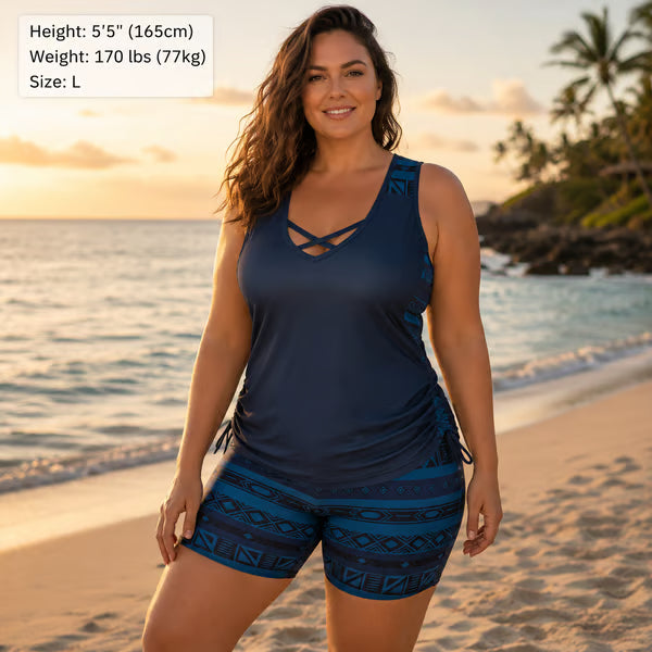 🏖️ Rebajas de Verano 60% Dto. 🏝️🥱Tankini de Dos Piezas – Tiro Alto con Top Bandeau – Ideal para la Playa 👙