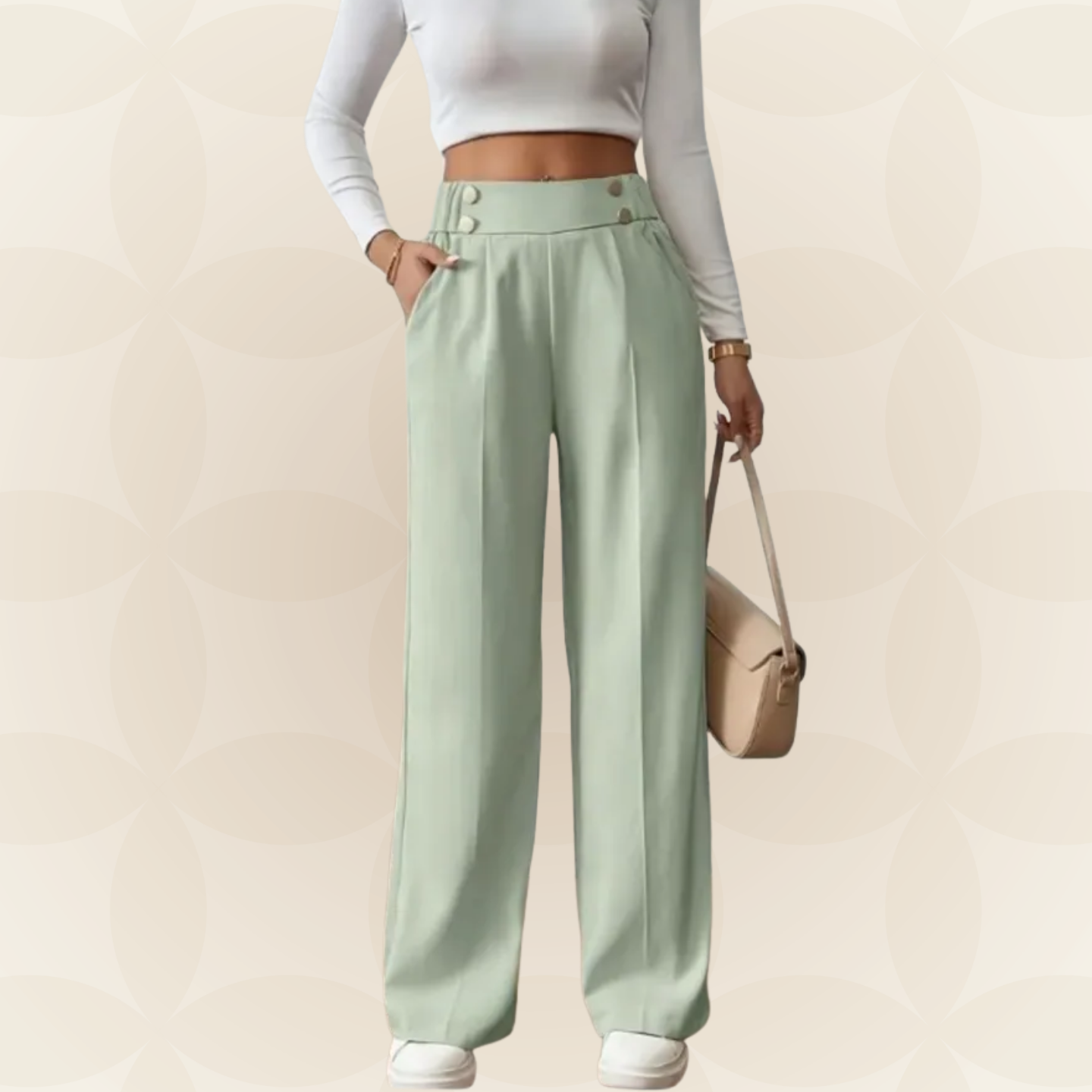 Anita – Pantalón Casual Recto con Bonitos Detalles