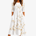 Vestido Midi Grace Marfil con Flores y Bolsillos