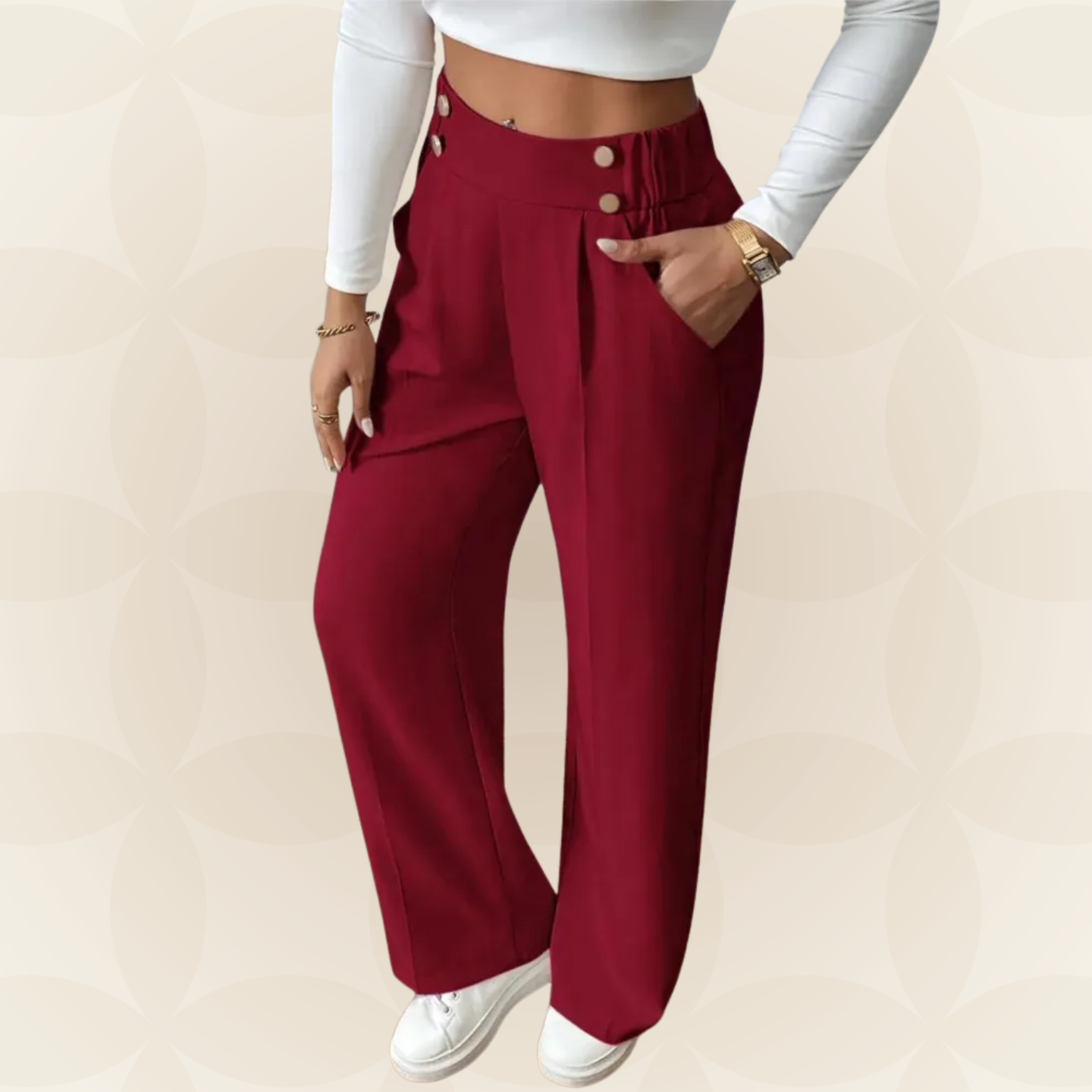 Anita – Pantalón Casual Recto con Bonitos Detalles