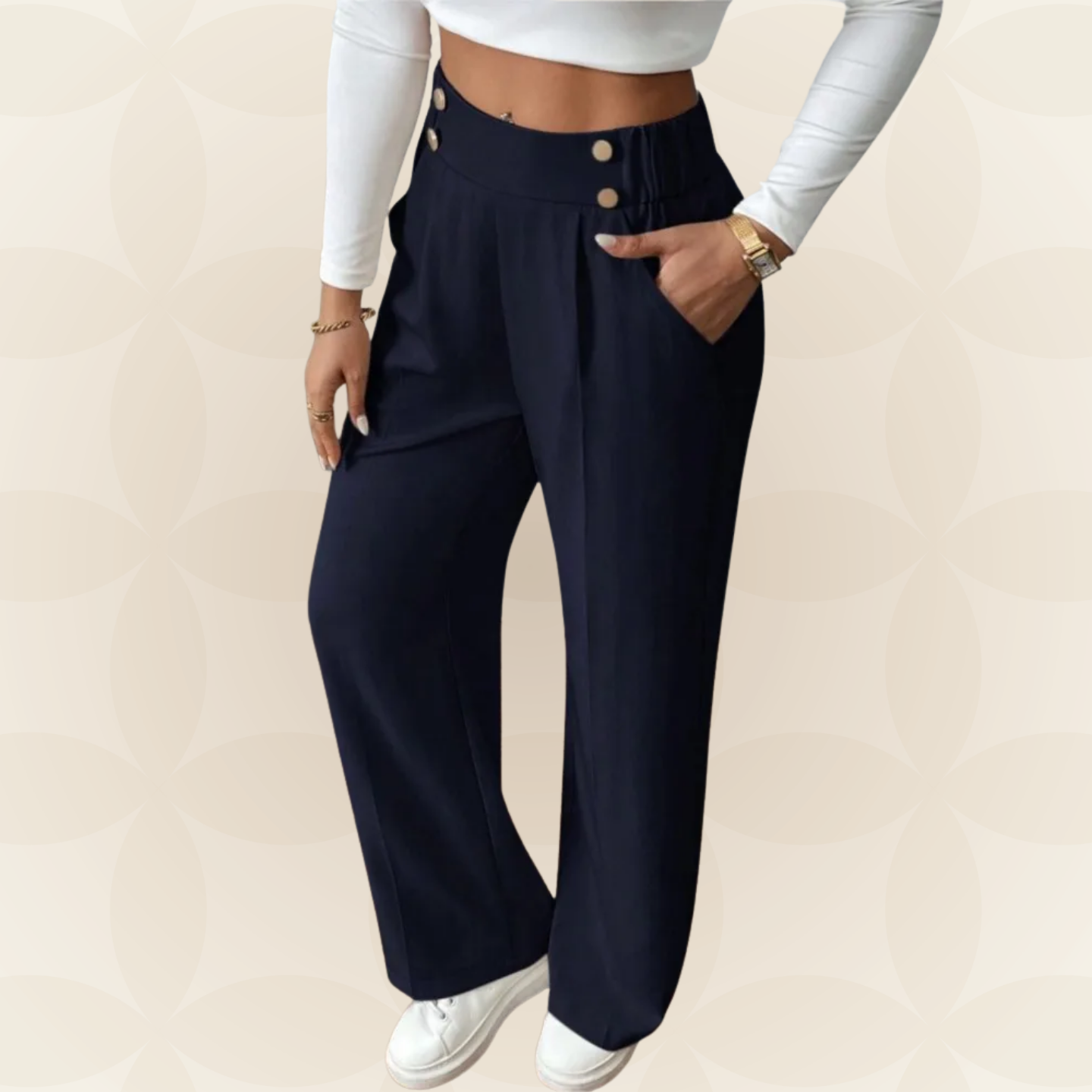 Anita – Pantalón Casual Recto con Bonitos Detalles
