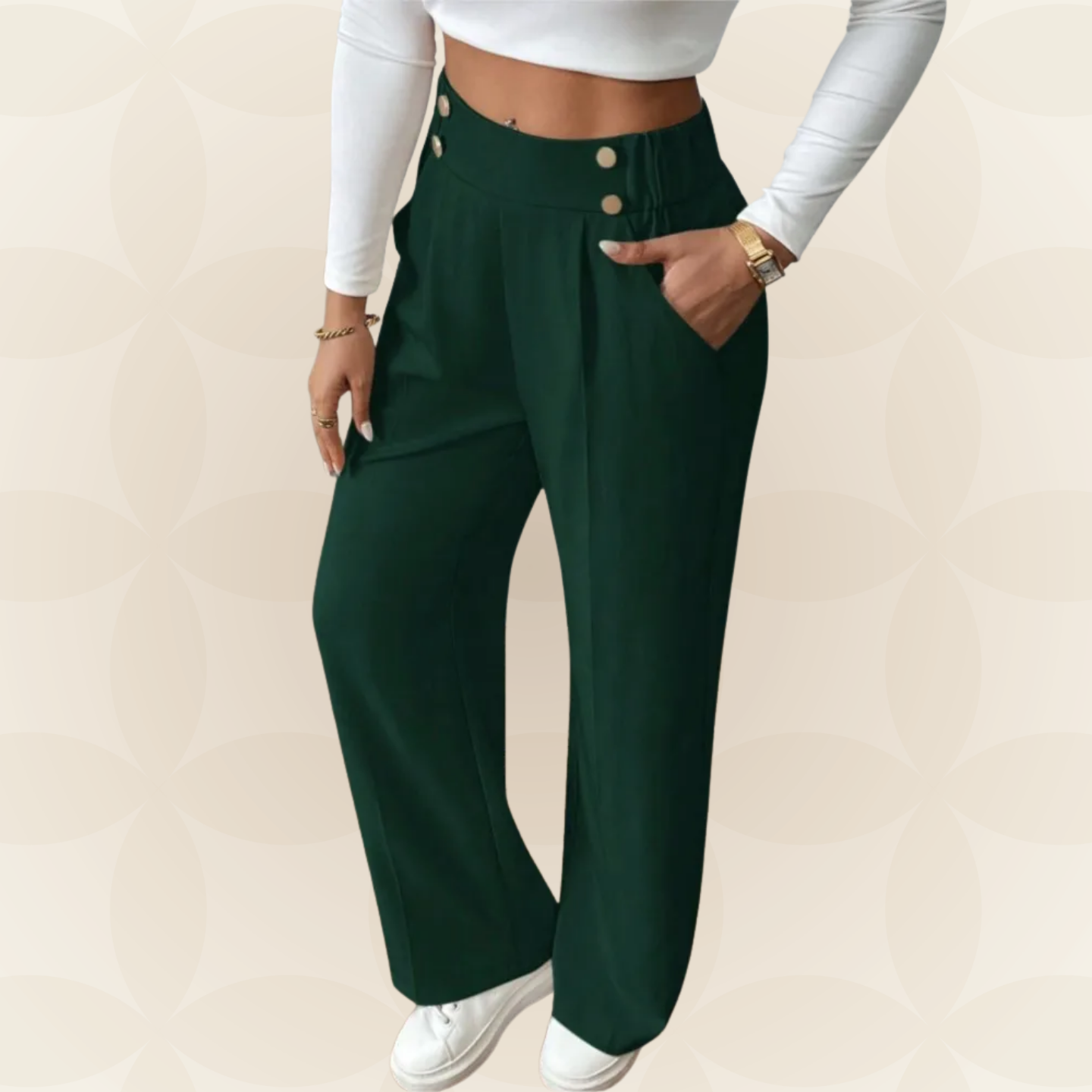 Anita – Pantalón Casual Recto con Bonitos Detalles