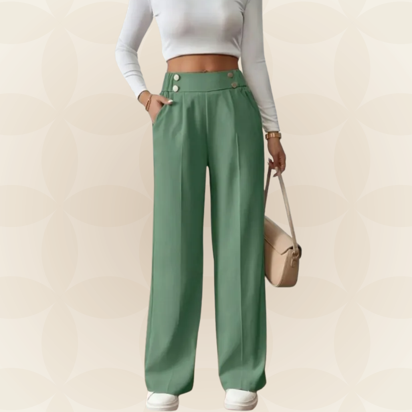 Anita – Pantalón Casual Recto con Bonitos Detalles