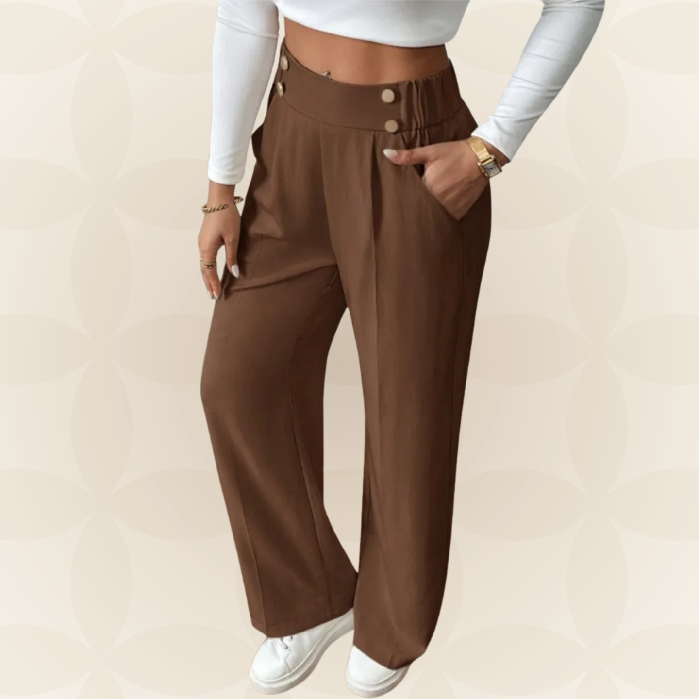 Anita – Pantalón Casual Recto con Bonitos Detalles