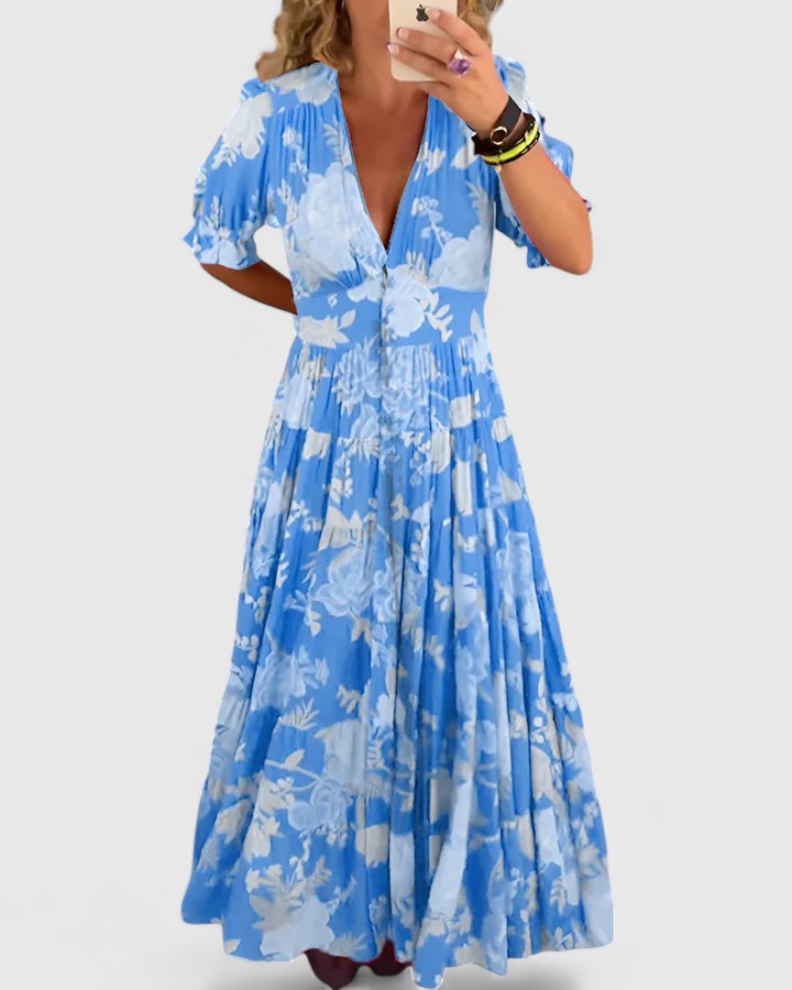 Miriam – Vestido Floral con Escote en V