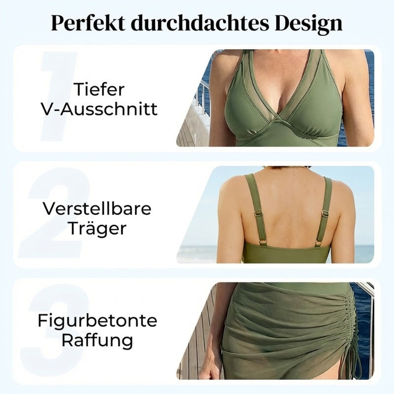 Bikini de Tiro Alto con Malla y Efecto Reductor