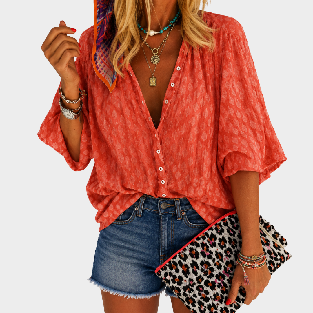 Blusa Coral Brisa con Botones
