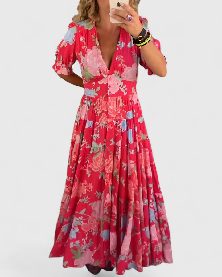 Miriam – Vestido Floral con Escote en V