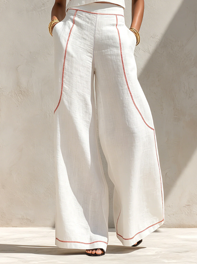 Willeke | Conjunto blanco con top sin mangas y pantalón ancho