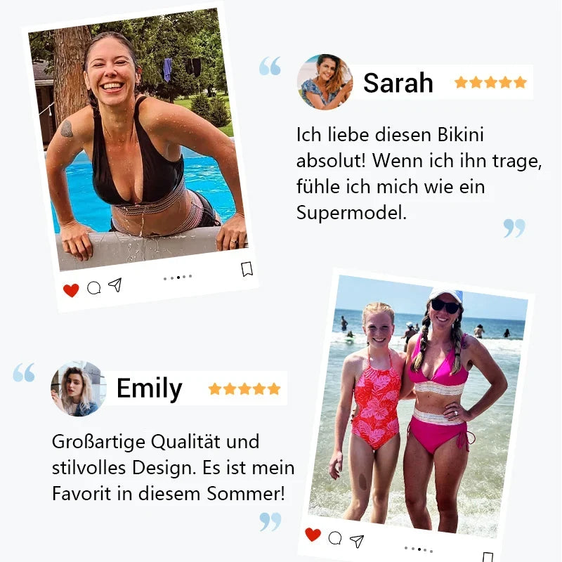 Bikinis de Tiro Alto con Control de Abdomen y Diseño Bicolor