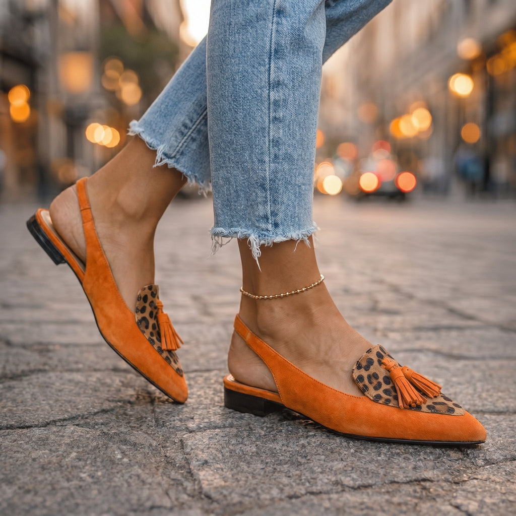 Marrit | Elegantes Mocasines Slingback con Flecos