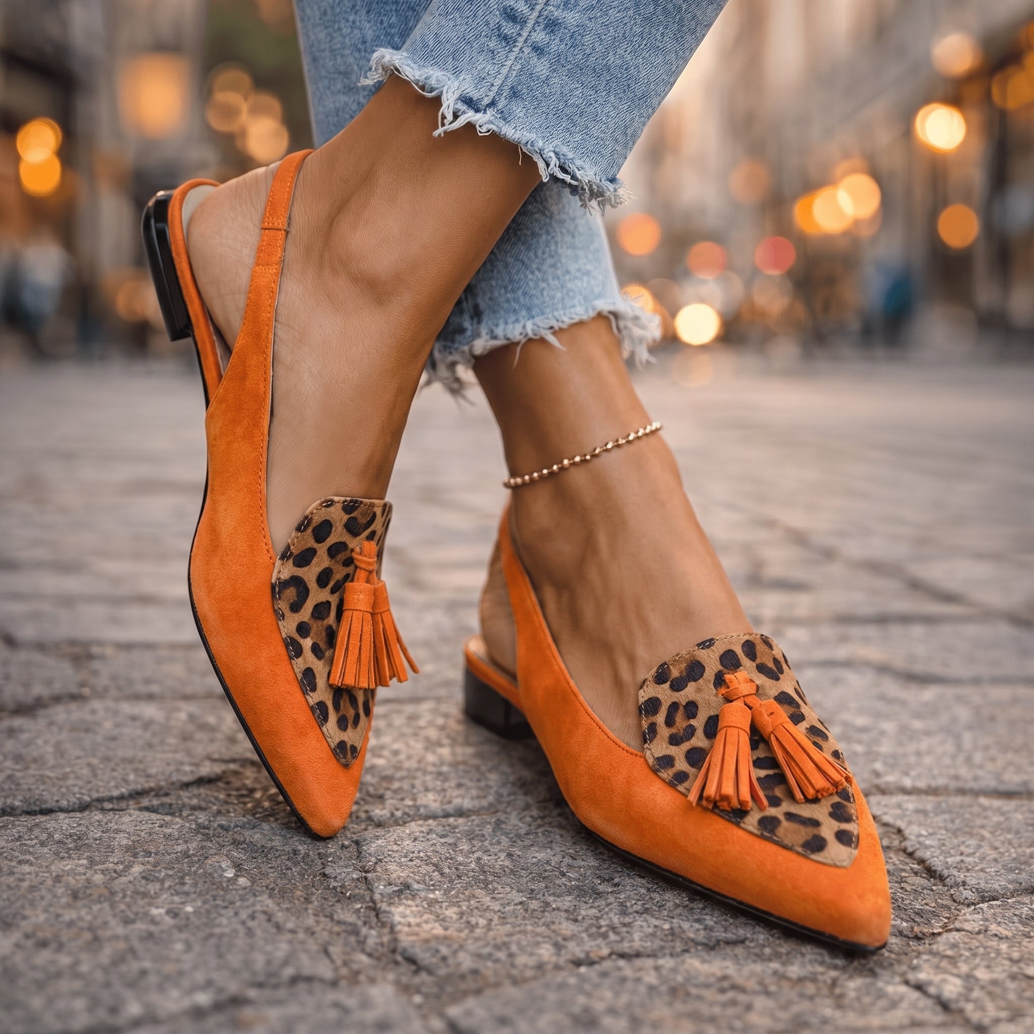 Marrit | Elegantes Mocasines Slingback con Flecos