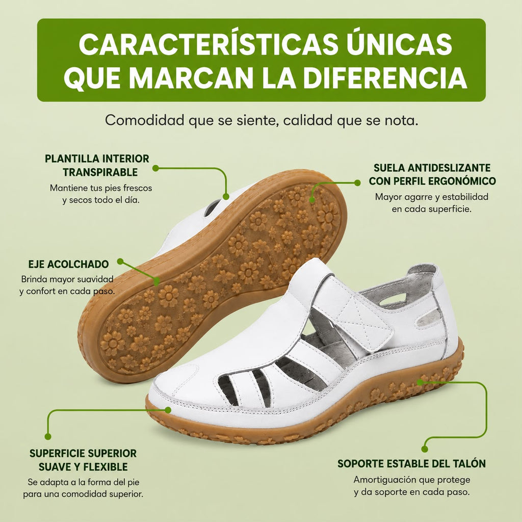 Sandalias cómodas Velora Balance de piel — Premium-Soft · Antideslizantes · Ligerísimas