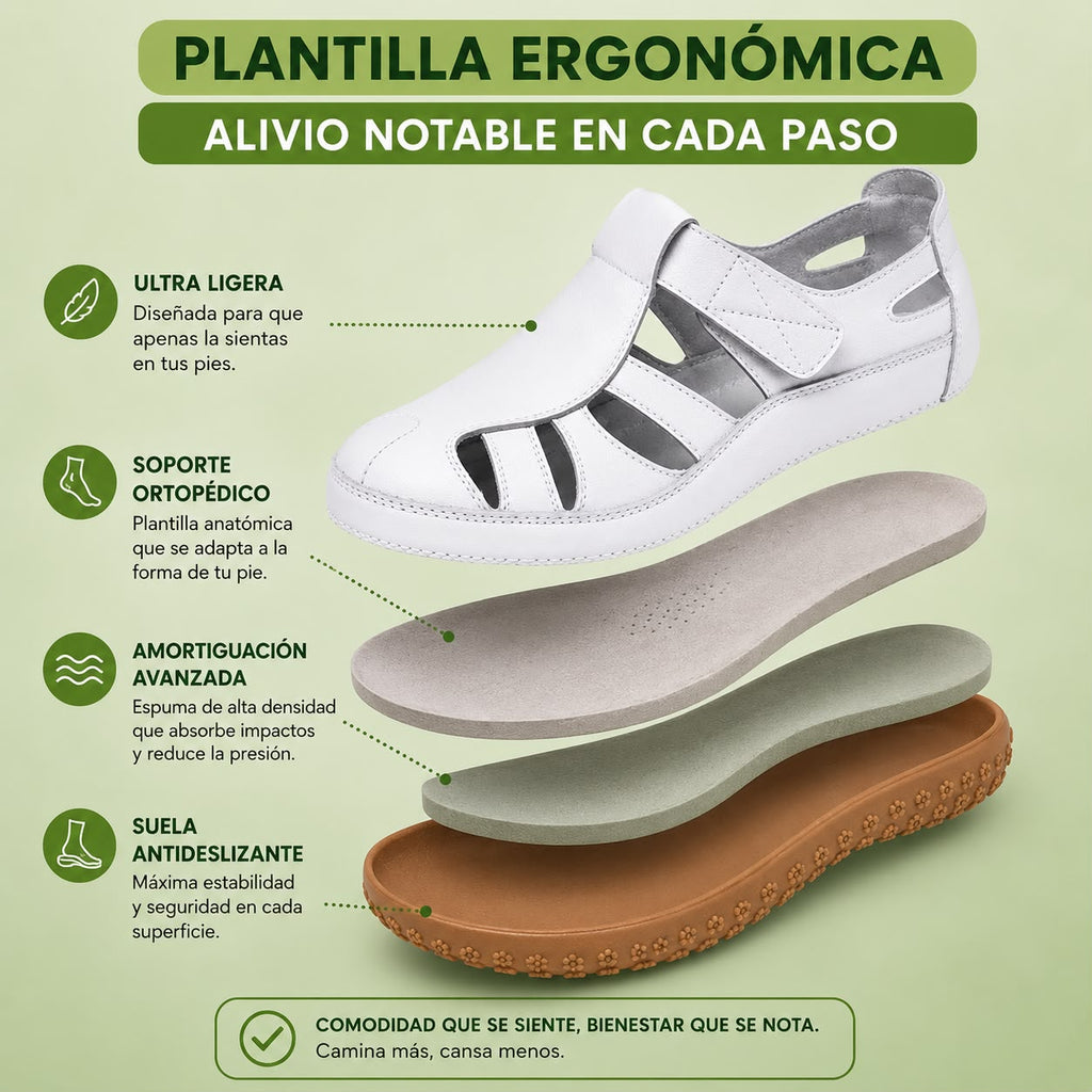 Sandalias cómodas Velora Balance de piel — Premium-Soft · Antideslizantes · Ligerísimas