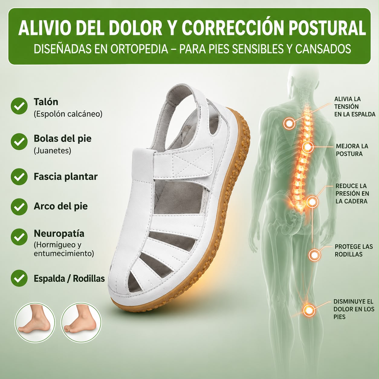 Sandalias cómodas Velora Balance de piel — Premium-Soft · Antideslizantes · Ligerísimas