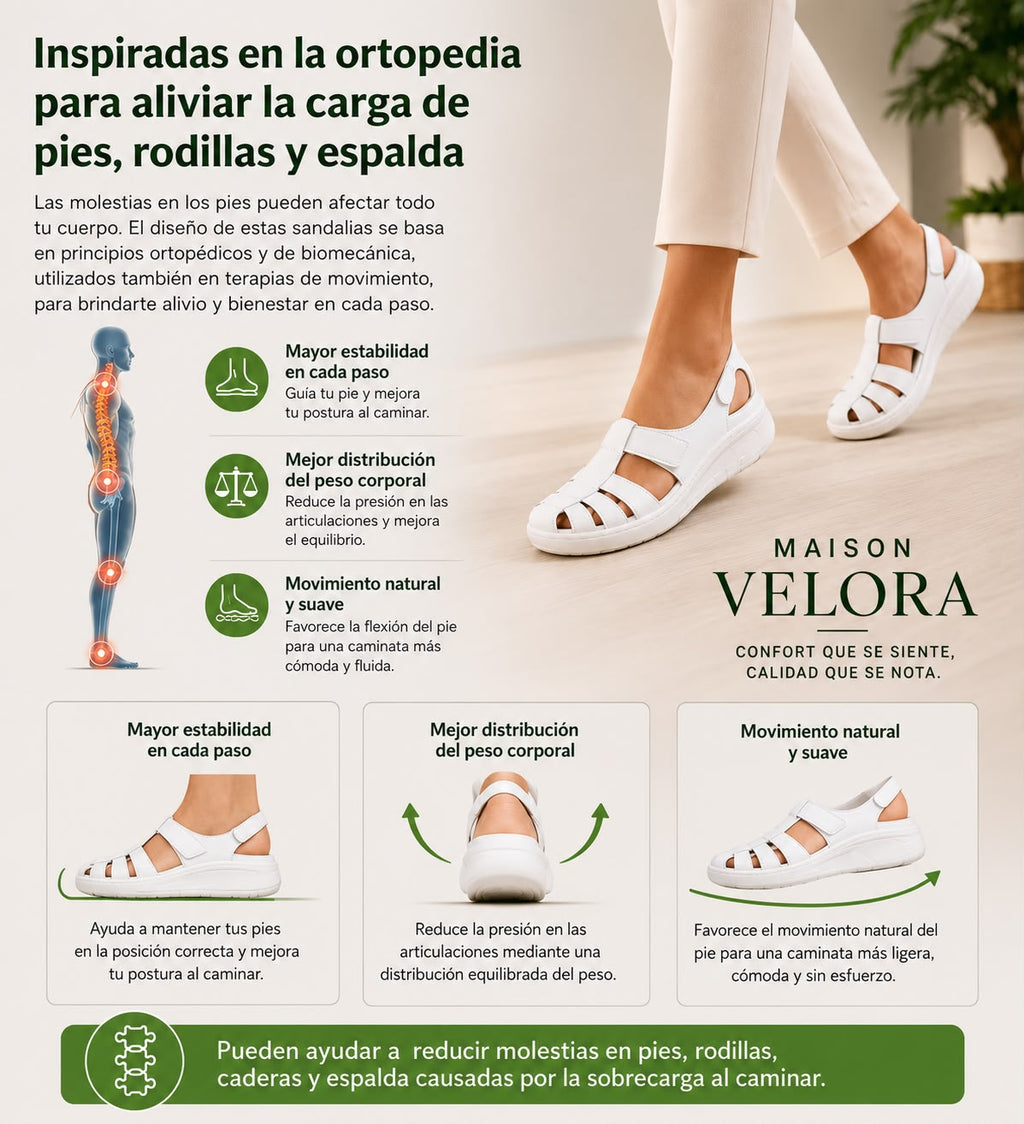 Sandalias cómodas Velora Balance de piel — Premium-Soft · Antideslizantes · Ligerísimas