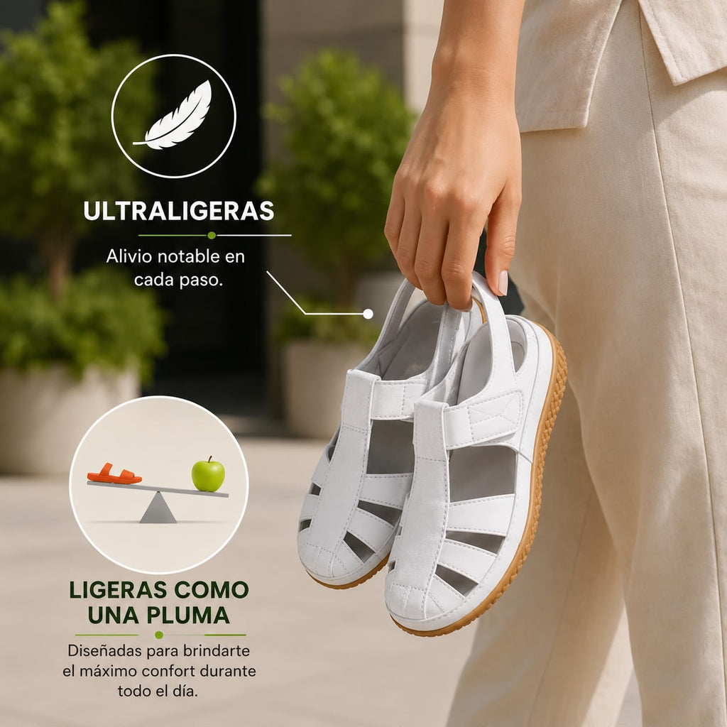 Sandalias cómodas Velora Balance de piel — Premium-Soft · Antideslizantes · Ligerísimas