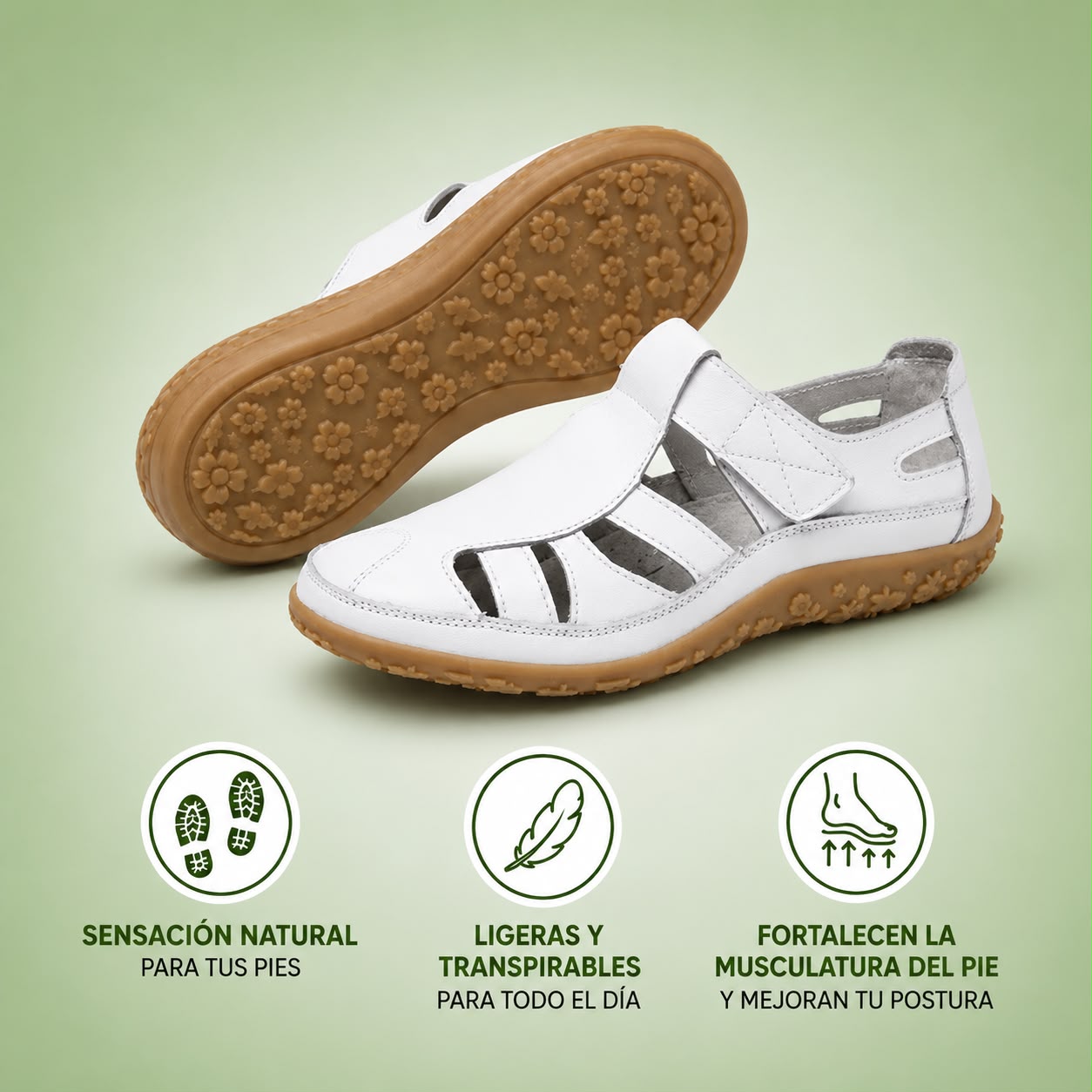 Sandalias cómodas Velora Balance de piel — Premium-Soft · Antideslizantes · Ligerísimas