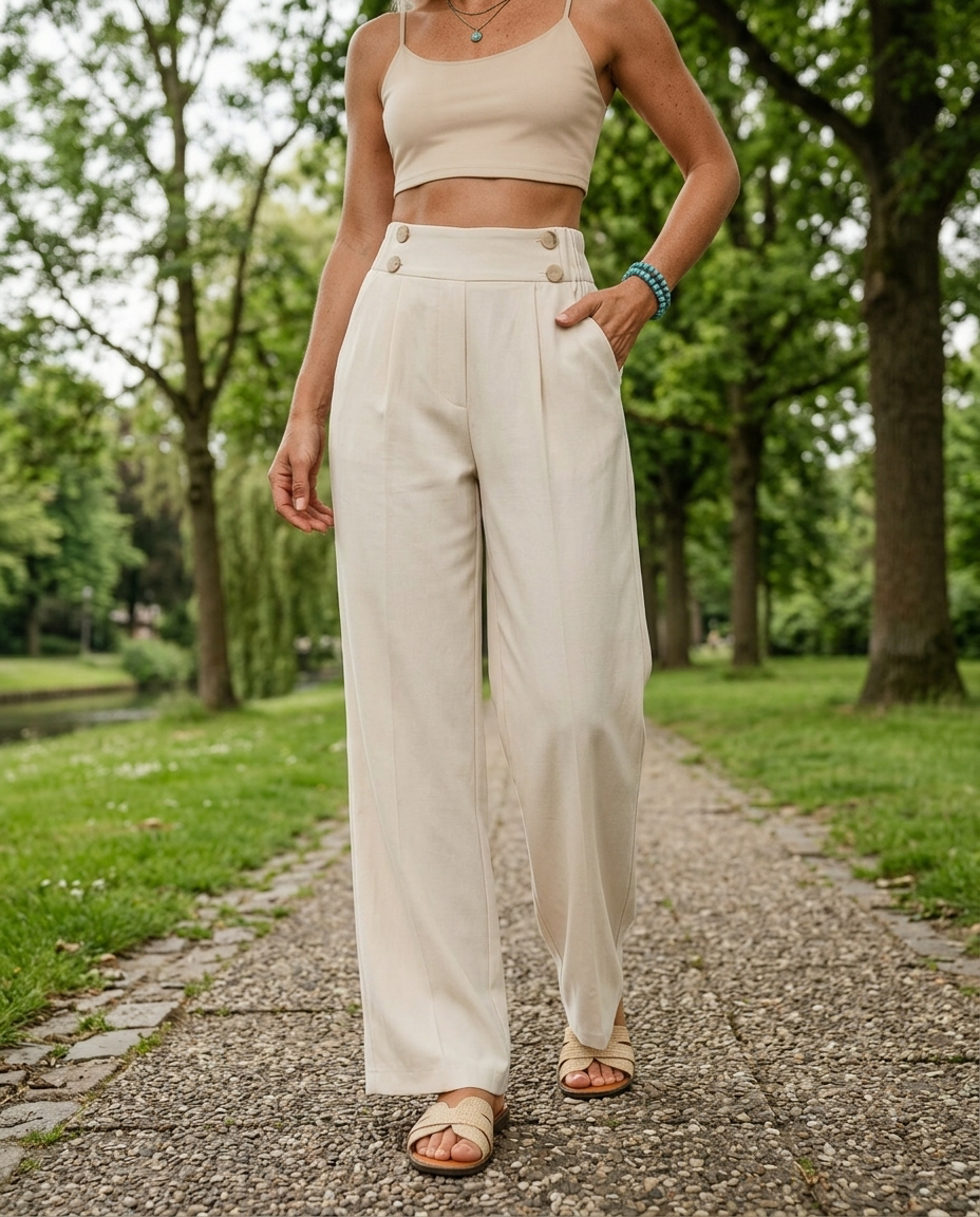 Anita – Pantalón Casual Recto con Bonitos Detalles