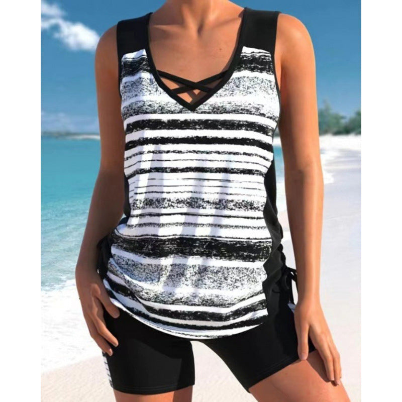 🏖️ Rebajas de Verano 60% Dto. 🏝️🥱Tankini de Dos Piezas – Tiro Alto con Top Bandeau – Ideal para la Playa 👙