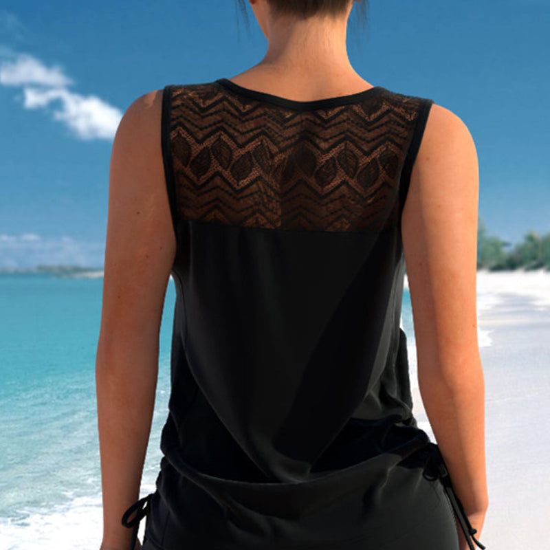 🏖️ Rebajas de Verano 60% Dto. 🏝️🥱Tankini de Dos Piezas – Tiro Alto con Top Bandeau – Ideal para la Playa 👙