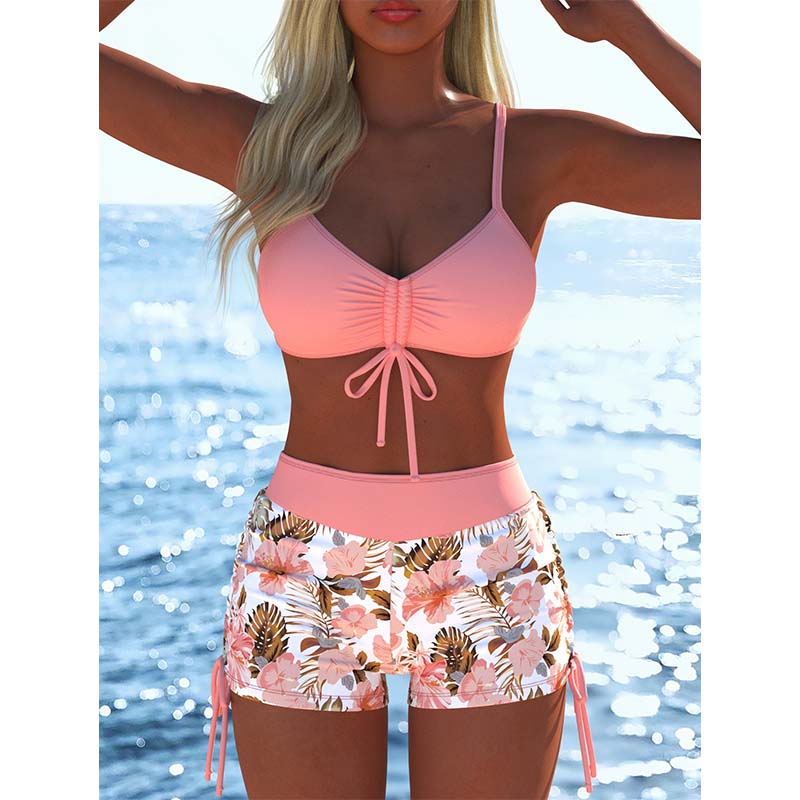 Bikini Set para Mujer – Top con Cordón y Boyshorts, Varios Diseños🩱 Para Playa y Piscina