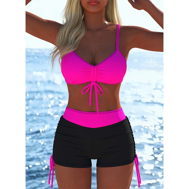 Bikini Set para Mujer – Top con Cordón y Boyshorts, Varios Diseños🩱 Para Playa y Piscina