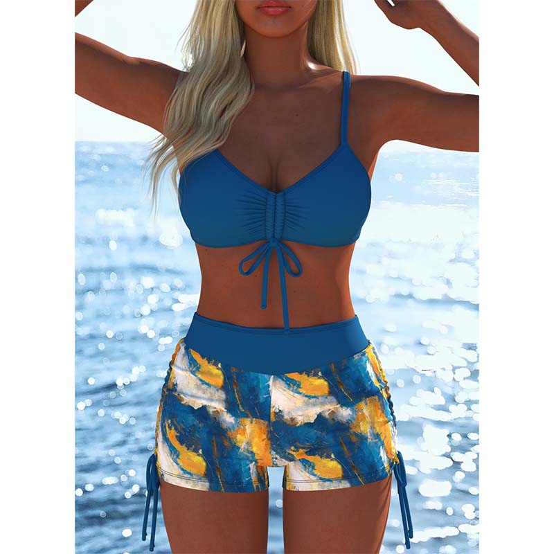 Bikini Set para Mujer – Top con Cordón y Boyshorts, Varios Diseños🩱 Para Playa y Piscina