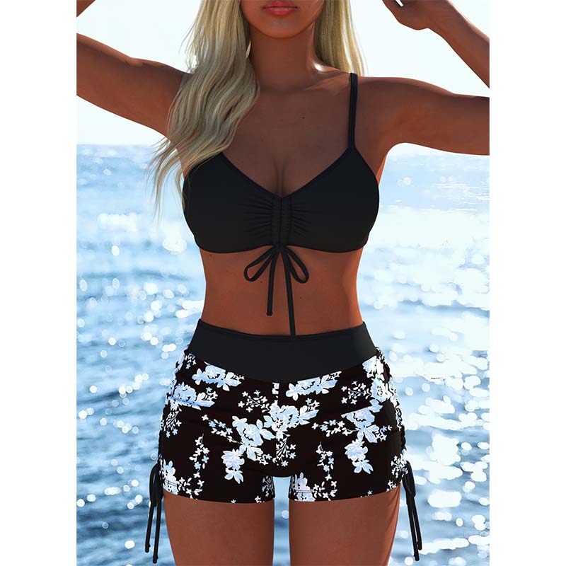 Bikini Set para Mujer – Top con Cordón y Boyshorts, Varios Diseños🩱 Para Playa y Piscina