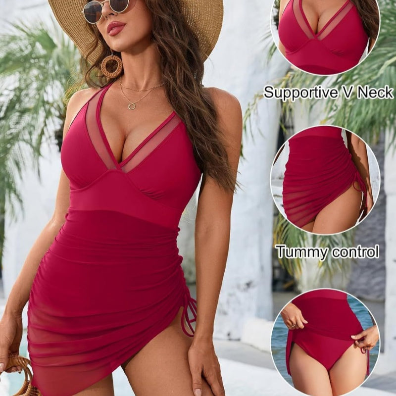 Vestido de Baño de Malla Sexy de Una Pieza para Mujer